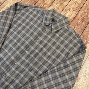 Mondo di Marco Shirt Mens Large Gray Plaid Long Sleeve Button Down Cotton Italy